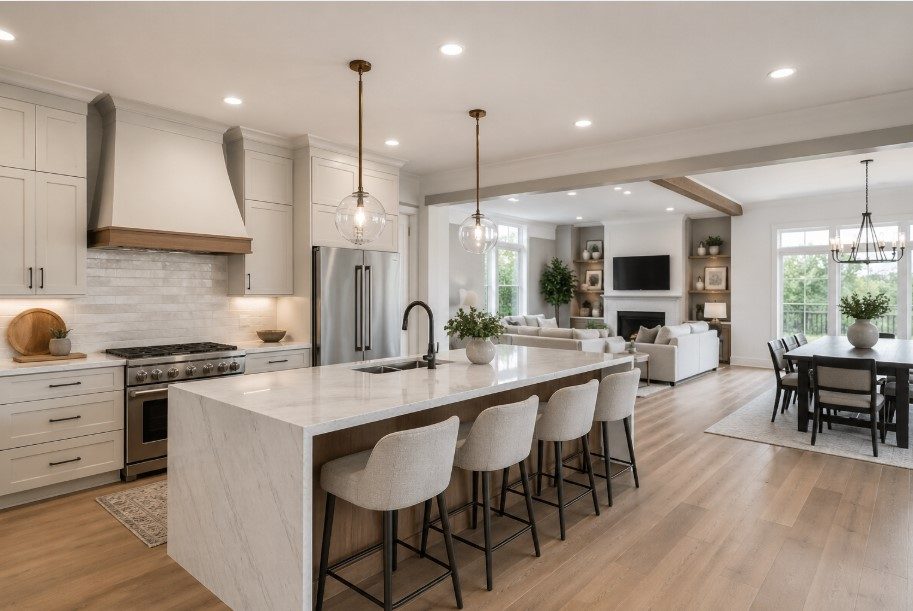 Open, airy, and layered kitchen